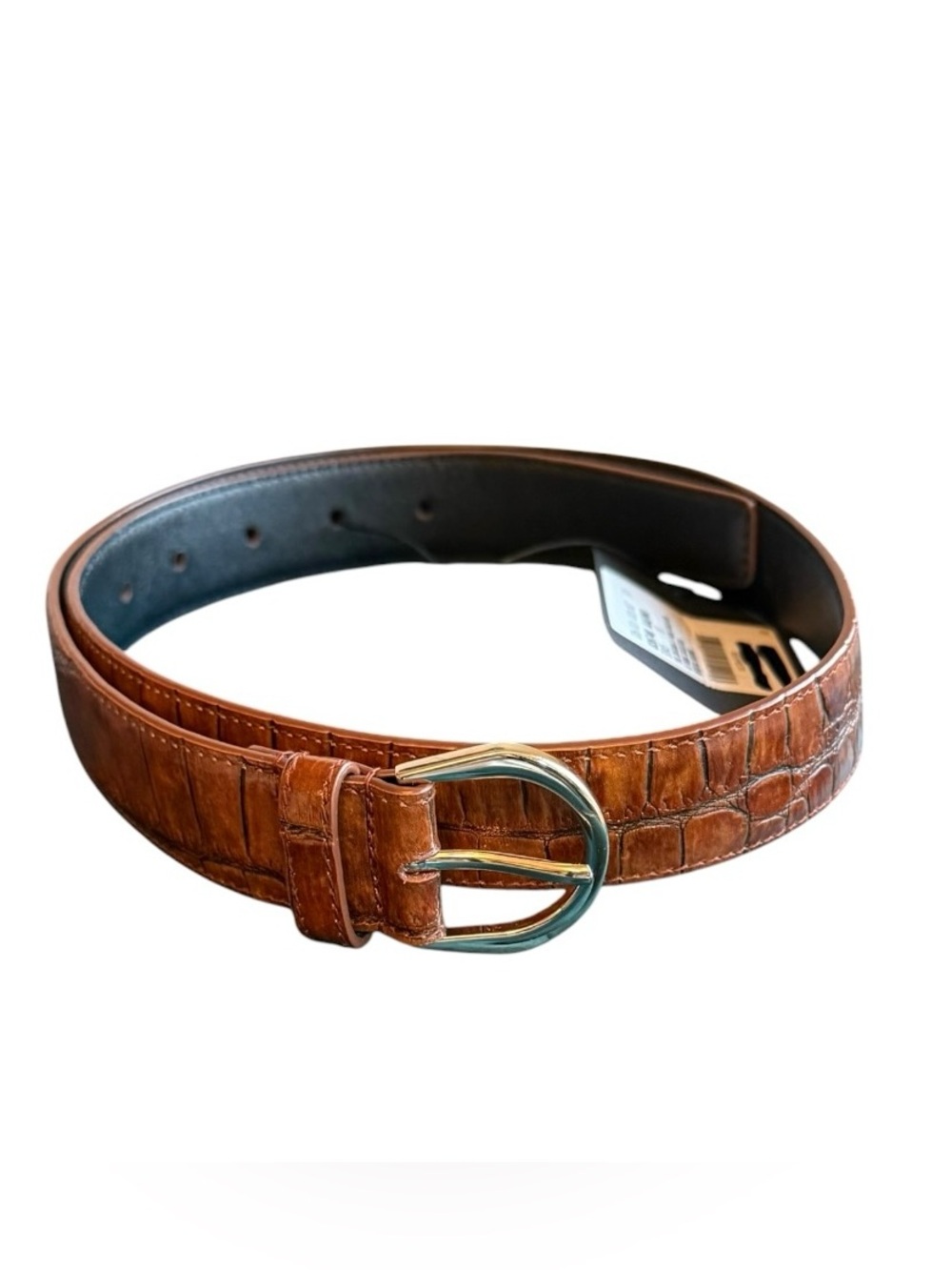 Saint Laurent Brown Croc-Embossed Leather Belt Size 80cm (Medium) NWT